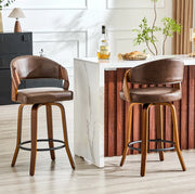 Set di 2 Sgabelli da Bar con Schienale in Legno e PU, Altezza 95 cm, stabili e comodi