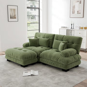 Divano Angolare Chenille con Ottoman e Cuscini ¨C MINIMAL ¨C Verde