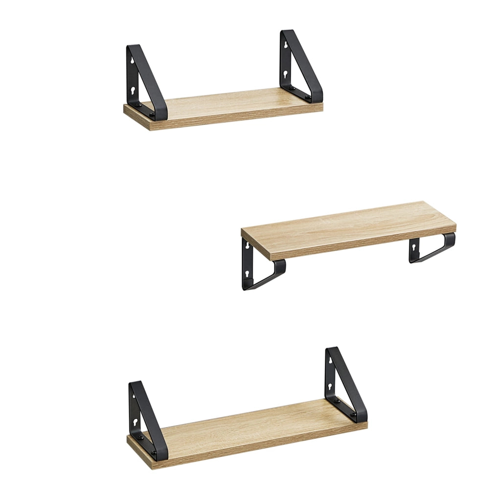 Set di 3 mensole da parete Valora - Rovere Sonoma con cornice nera