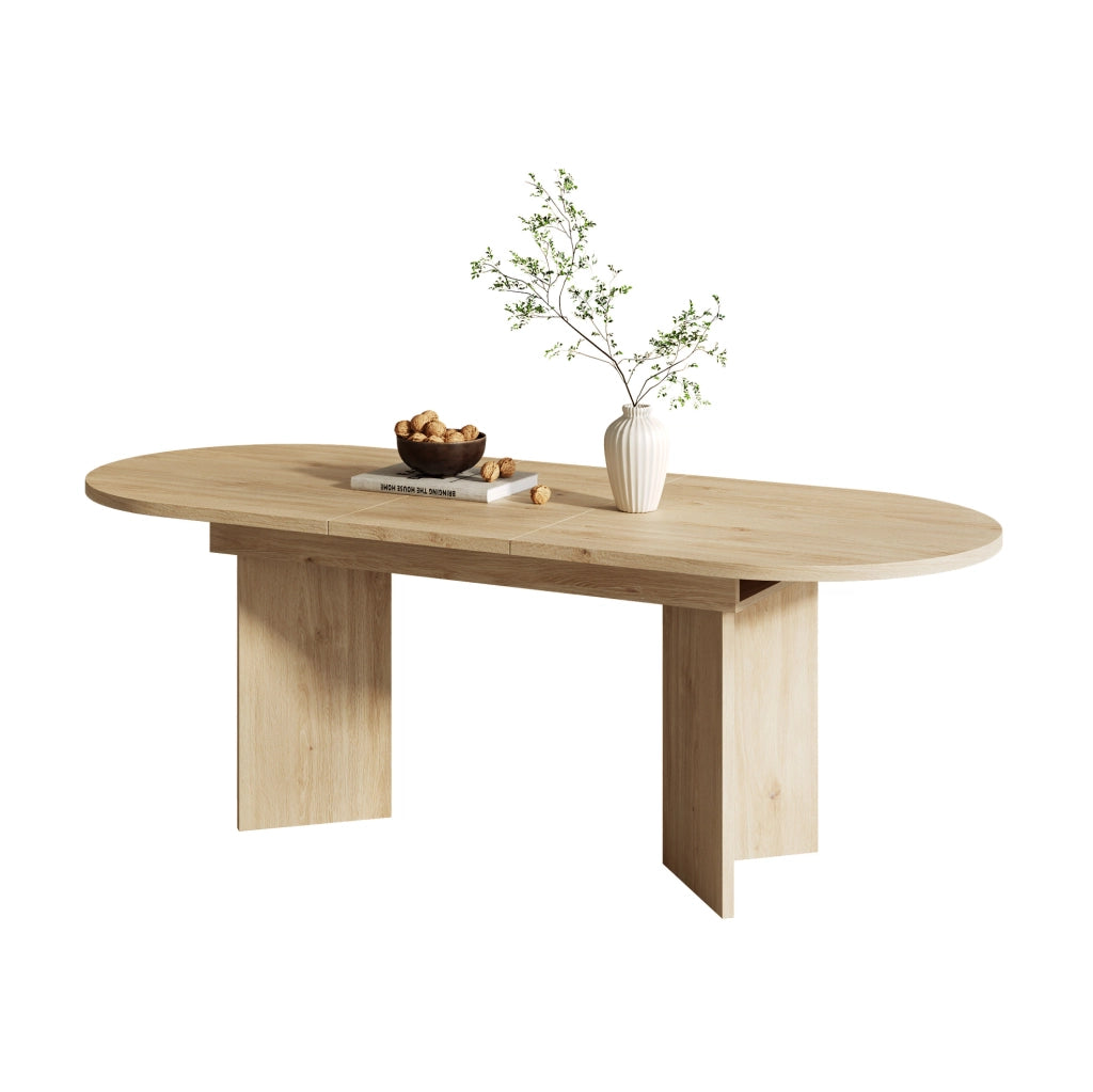 Tavolo da pranzo allungabile in MDF; finitura rovere