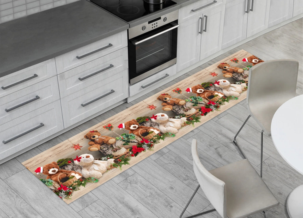 Tappeto Natale Passatoia Cucina Antiscivolo Sottolavello Digitale Teddy Noel 480 - 50x230 - Teddy Noel
