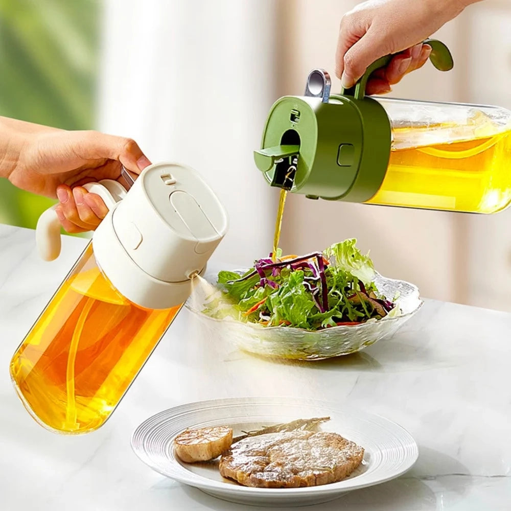Trade Shop - Spruzzatore Dispenser Olio 2in1 Da 550ml Impugnatura Ergonomica Tappo A Scatto Automatico -