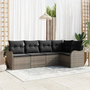 Set Divano da Giardino 5 pcs Grigio polyrattan
