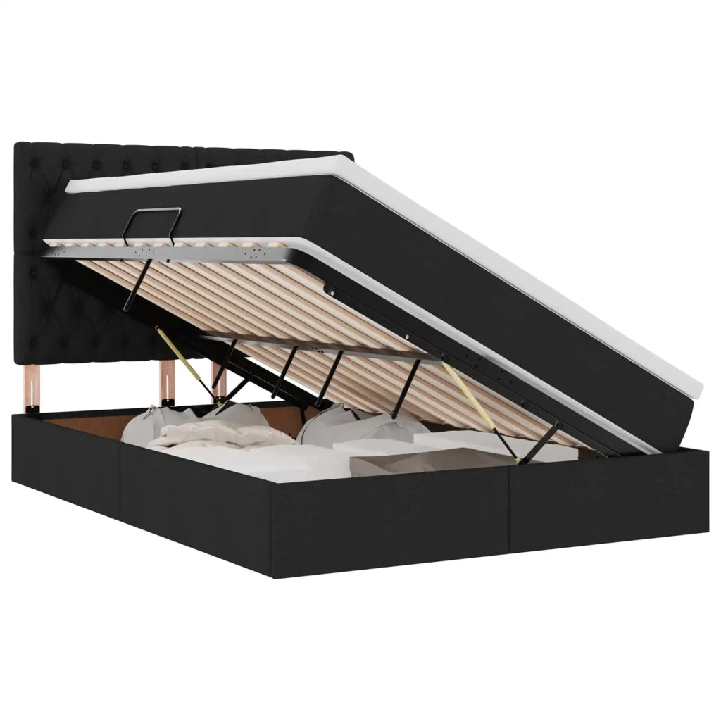 Letto con contenitore e LED Nero 140 x 200 cm Poliestere