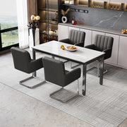 SEDIA DA PRANZO Set da 4 pezzi in PU nero con gambe in metallo a Z