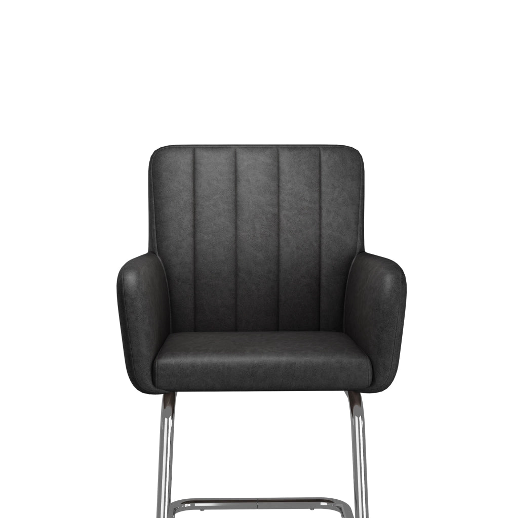 Set di 2 sedie da pranzo nere in similpelle con gambe a Z