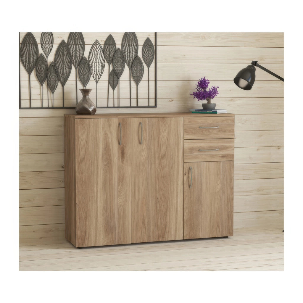 Mobile Multiuso in Kit Rovere 102 x 35,5 x h 92,5 cm a 3 Ante e 2 Cassetti
