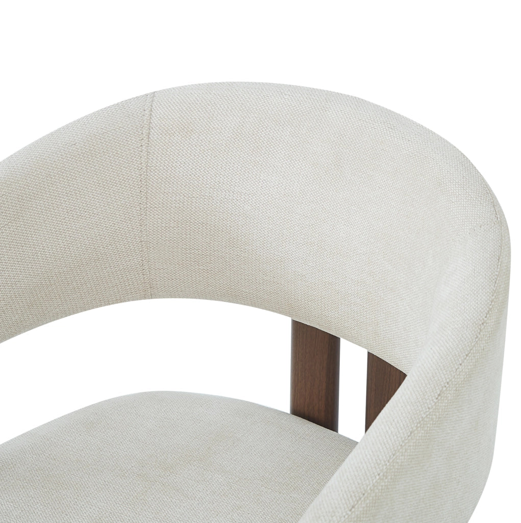 SEDIA con braccioli Set da 4 pezzi Metallo effetto noce e lino beige