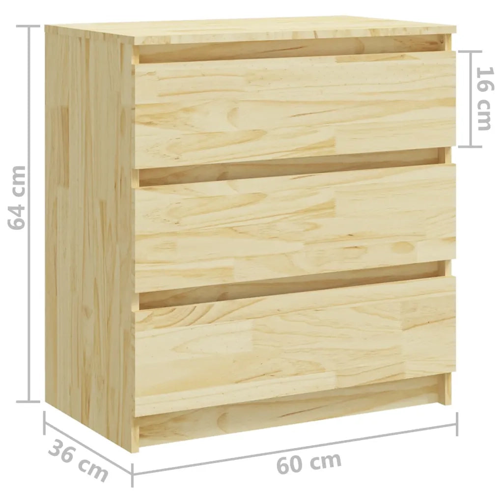 Comodino 60x36x64 cm in Legno Massello di Pino 808093