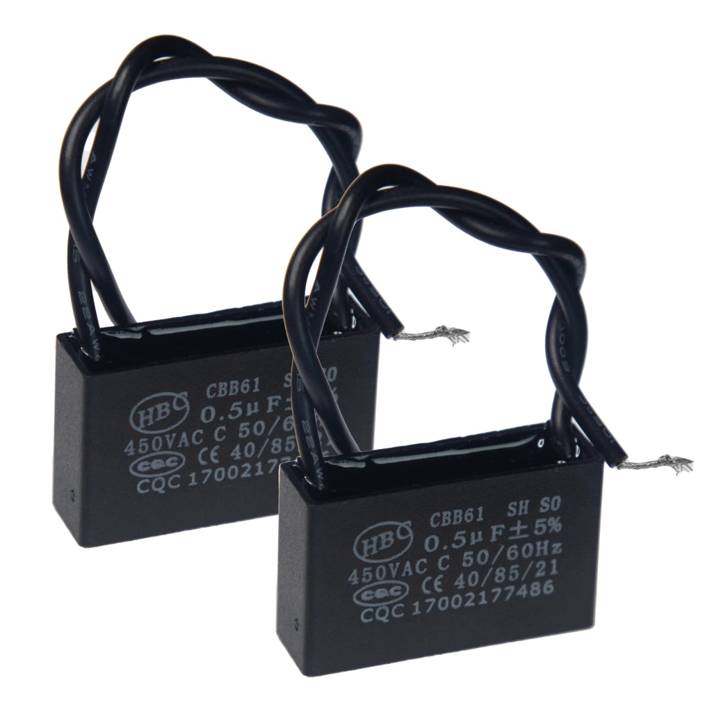 (Set da 2) Condensatore CBB61 450V AC 0,5 µF 5% 50/60Hz, film di polipropilene metallizzato per avviamento motore ventilatore a soffitto