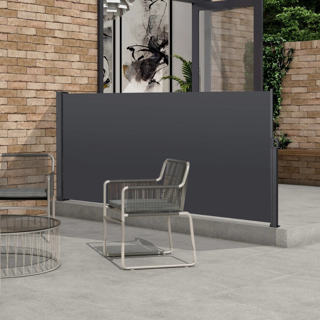Tenda laterale avvolgibile 180 x 300 cm; parasole e frangivista; grigio scuro