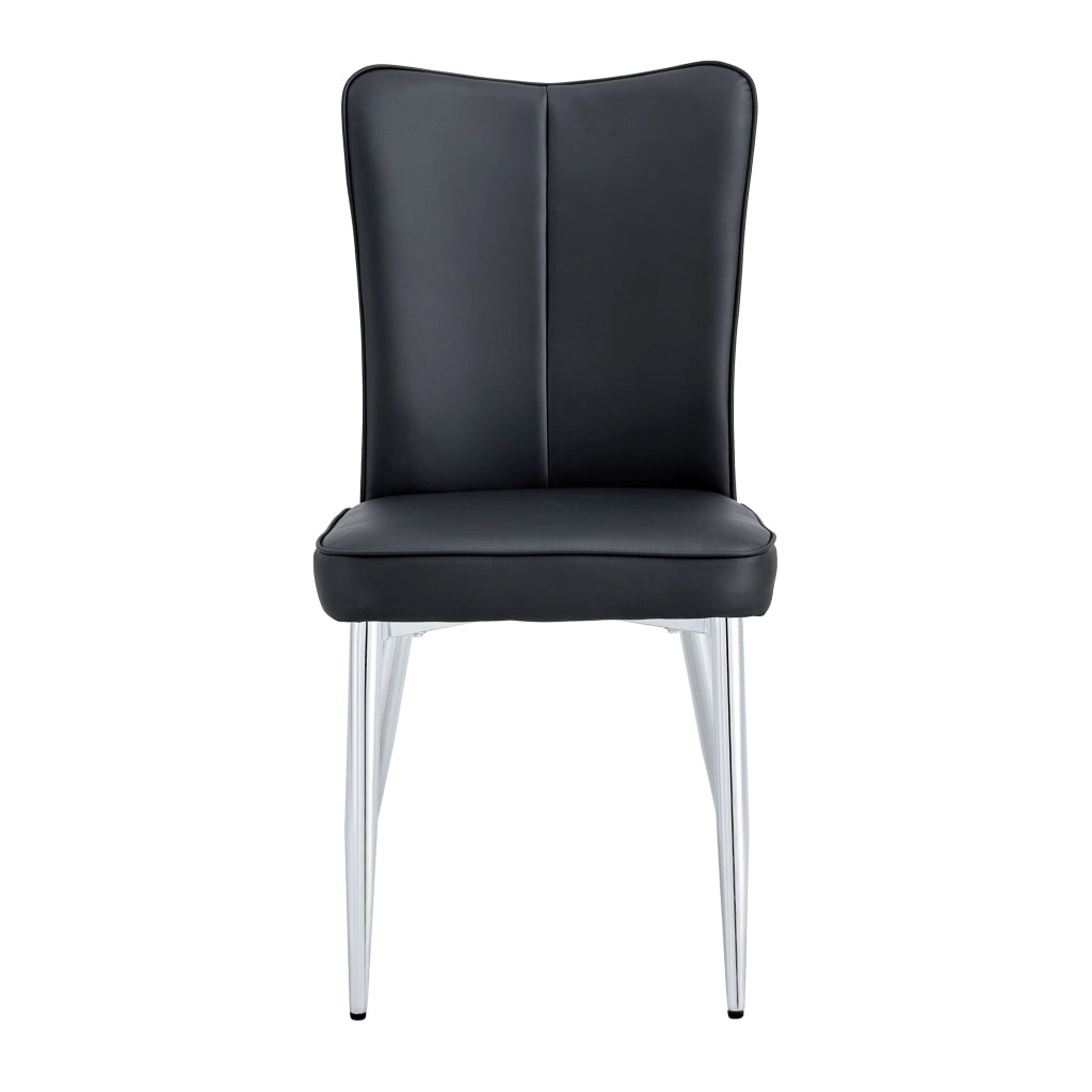 Set di 2 sedie da pranzo con schienale ergonomico; metallo e PU; nero e argento