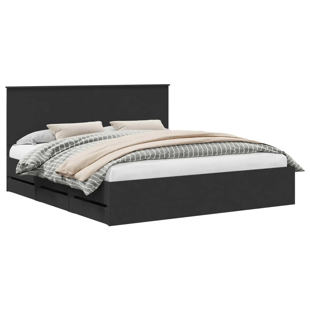 Letto matrimoniale | Letto per adulti | Struttura del letto Nero 200 x 200 cm Legno Ingegnerizzato