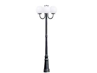 LAMPIONE 3 LUCI SU PALO MODELLO SFERA  3x100w IP44 cm.230h. colore nero    SYNTESY