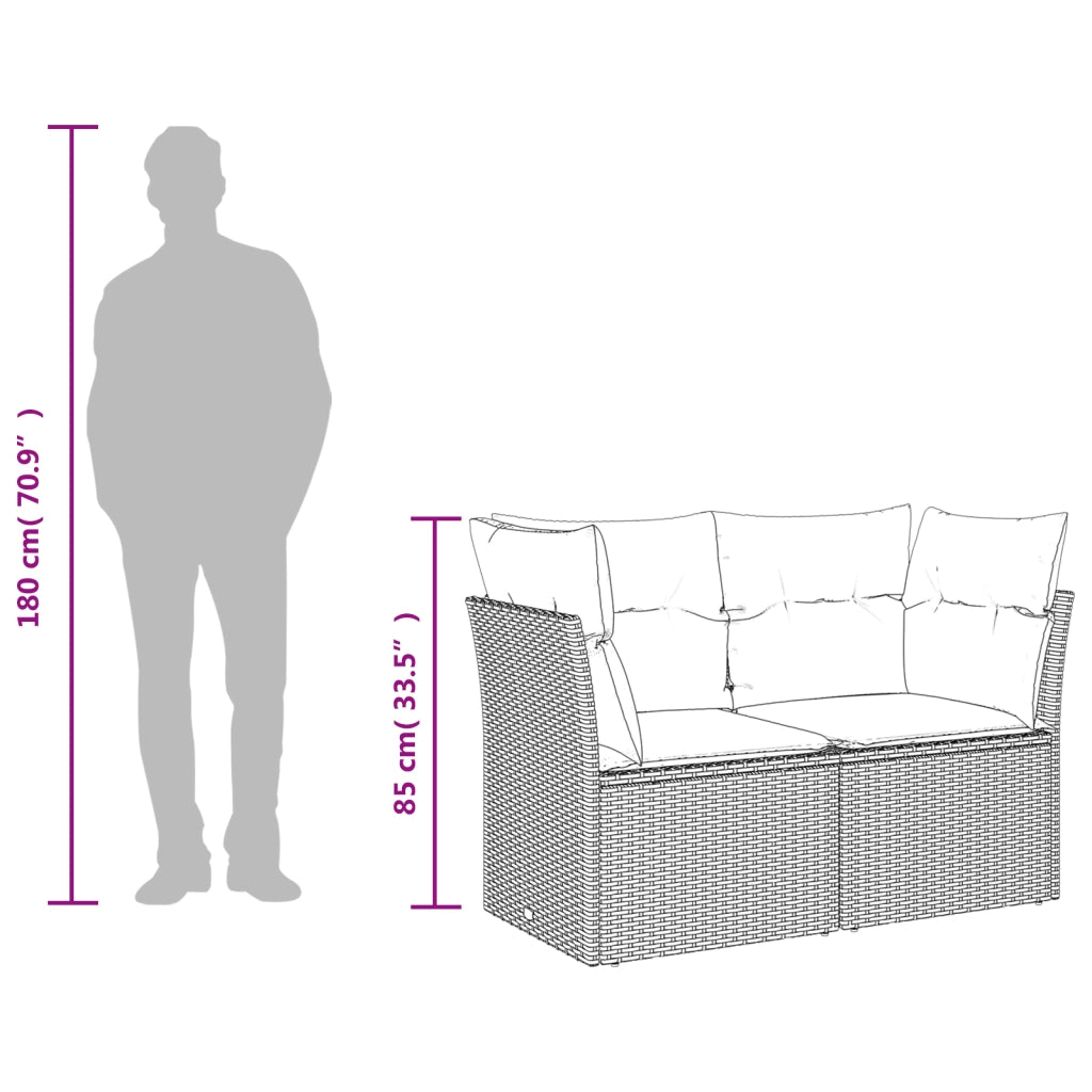 Divano da Giardino con Cuscini 2 Posti Grigio in Polyrattan 366164