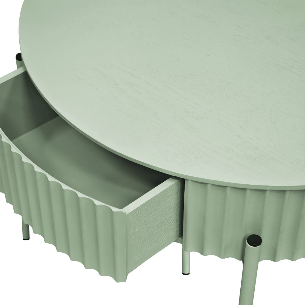 Tavolino da Caffè Rill con Cassetto 36 x Ø60 cm - Menta Verde [en.casa]
