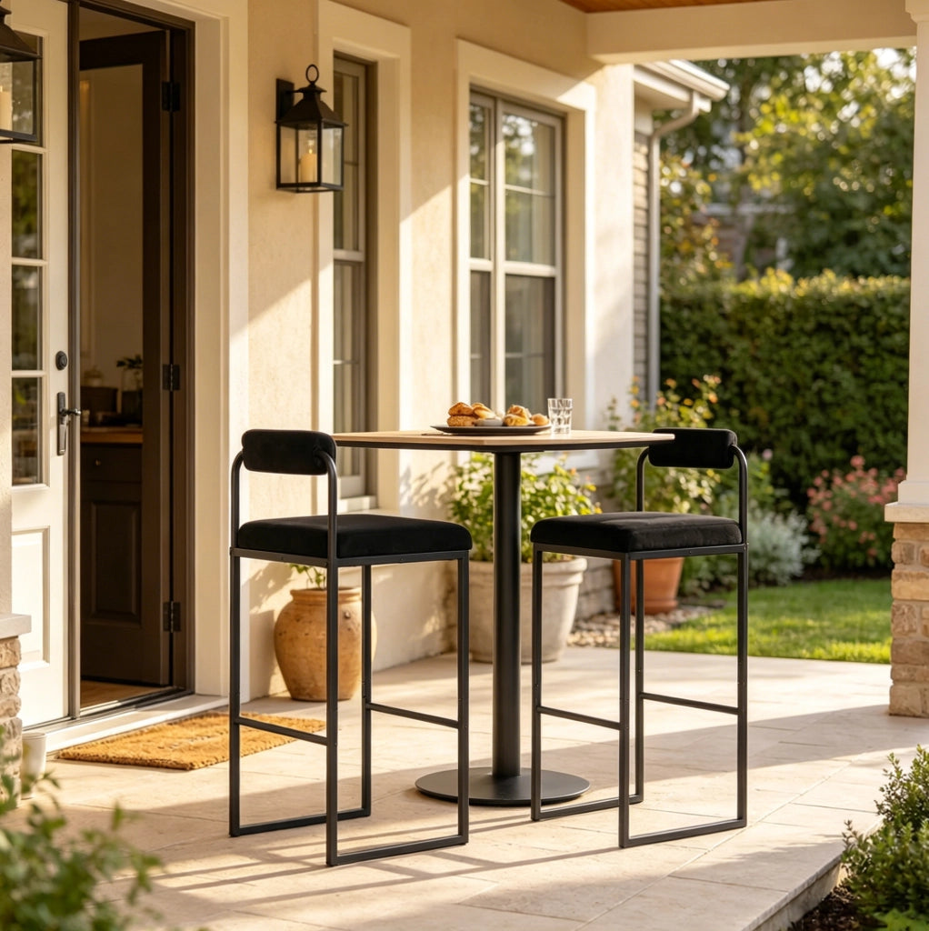 Sgabelli da bar 38,5x39x95,5 cm neri – schienale e set da 2