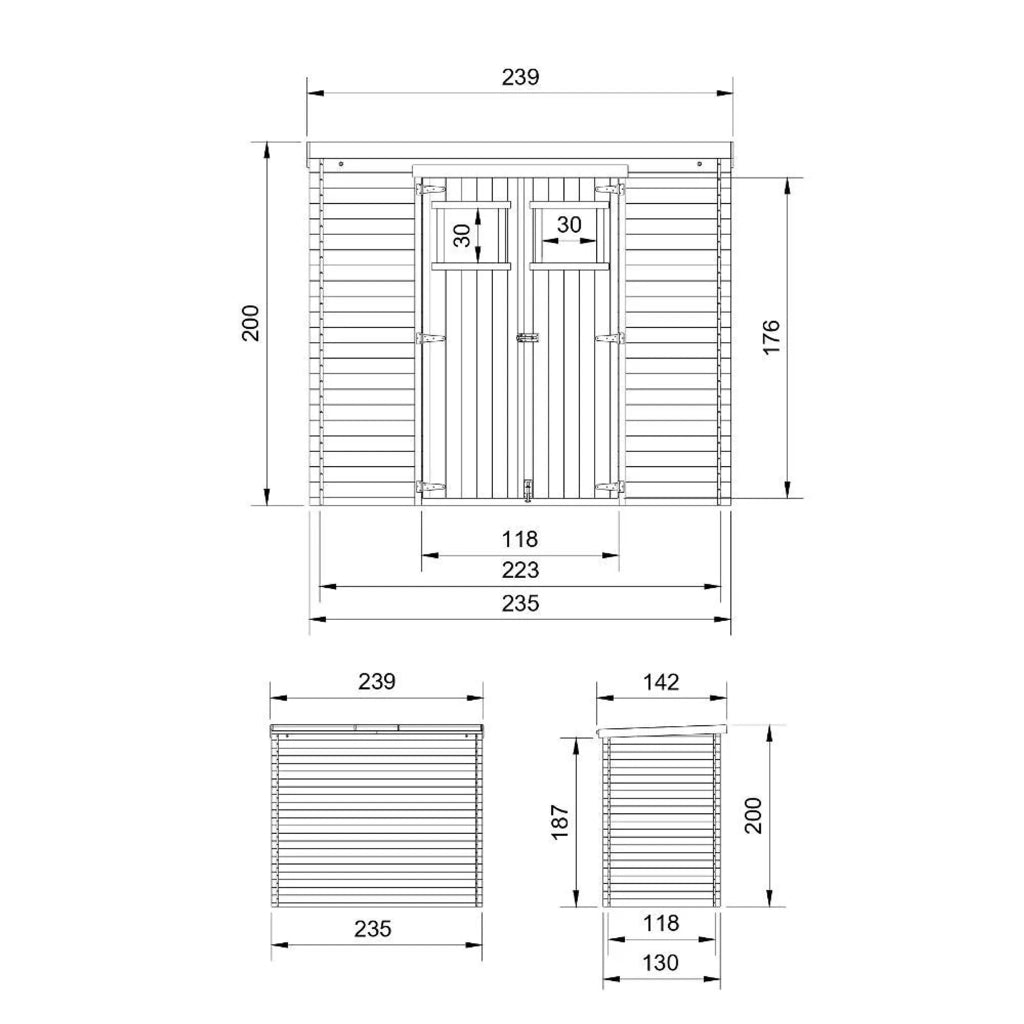 TIMBELA M310 Casetta da Giardino in Legno per Esterni 239x142xA200 cm/2.6m2