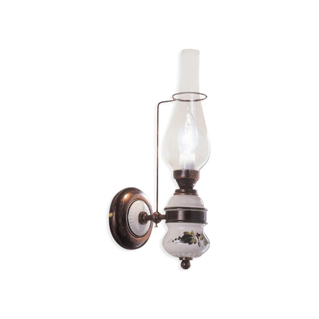 Applique Classica Pompei Ottone E Ceramica Nero Sfumato Rame 1 Luce E14