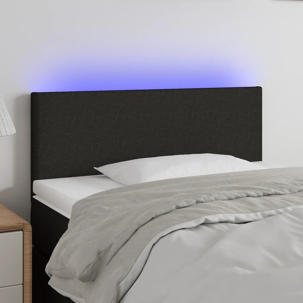 Testiera | Testata a LED Nera 90x5x78/88 cm in Tessuto