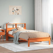Letto Libreria senza Materasso-Struttura Letto con contenitore Marrone Cera 75x190 cm in Pino 301333