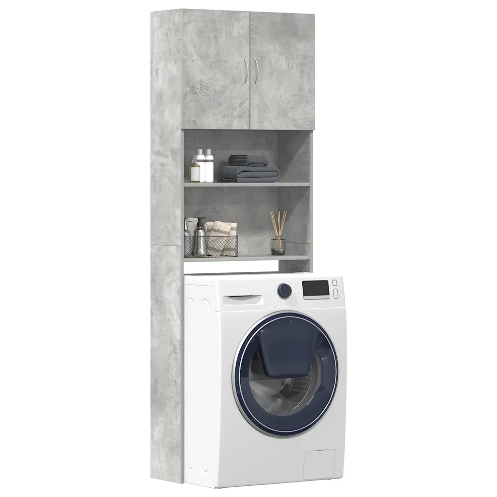 vidaXL Mobile Lavatrice Grigio Cemento 64x24x190 cm Legno Multistrato