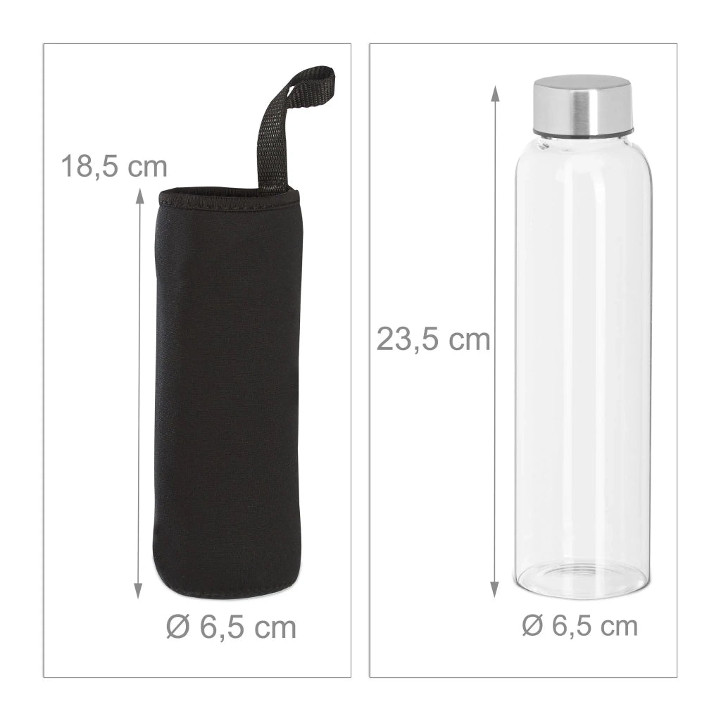 Set di 2 borracce pratiche progettate per sport e viaggi 21 x 7 cm in vetro borosilicato trasparente 13_0013978