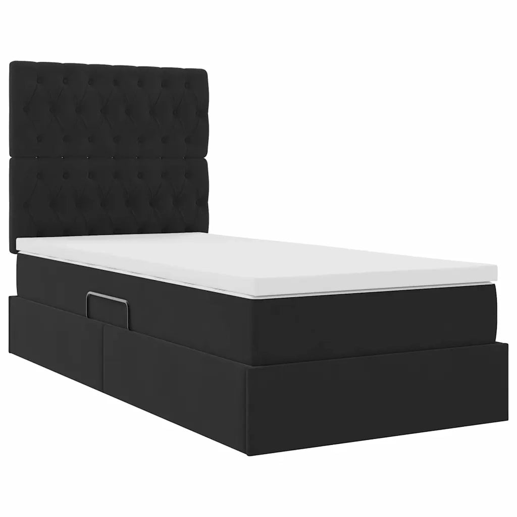 Letto con contenitore e materasso Nero 100 x 200 cm Velluto 3372071