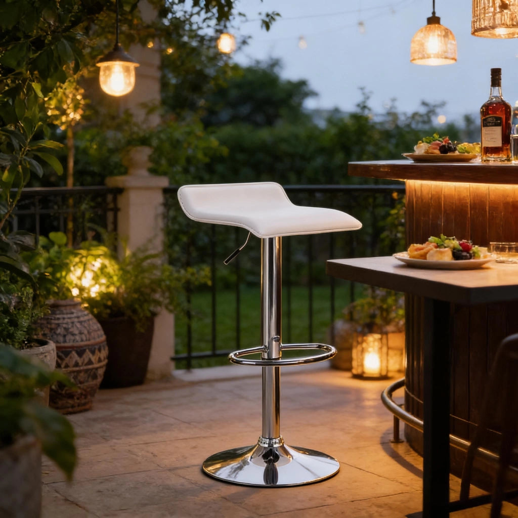 SGABELLO BAR Girevole e Regolabile in Altezza, Bianco, 62-84 cm