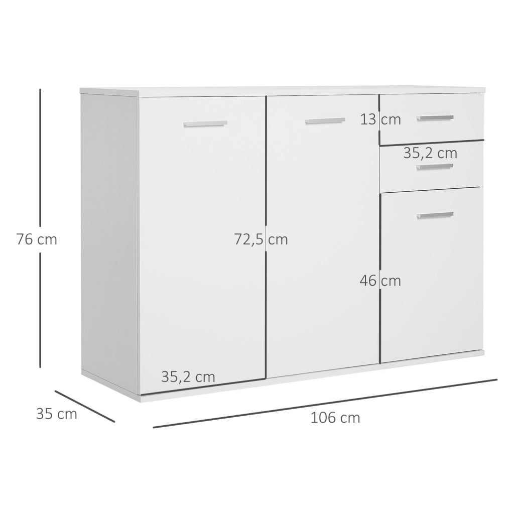Mobile Cucina con Ante e Cassetti ¨C zephmum ¨C Bianco Lucido 106x35x76
