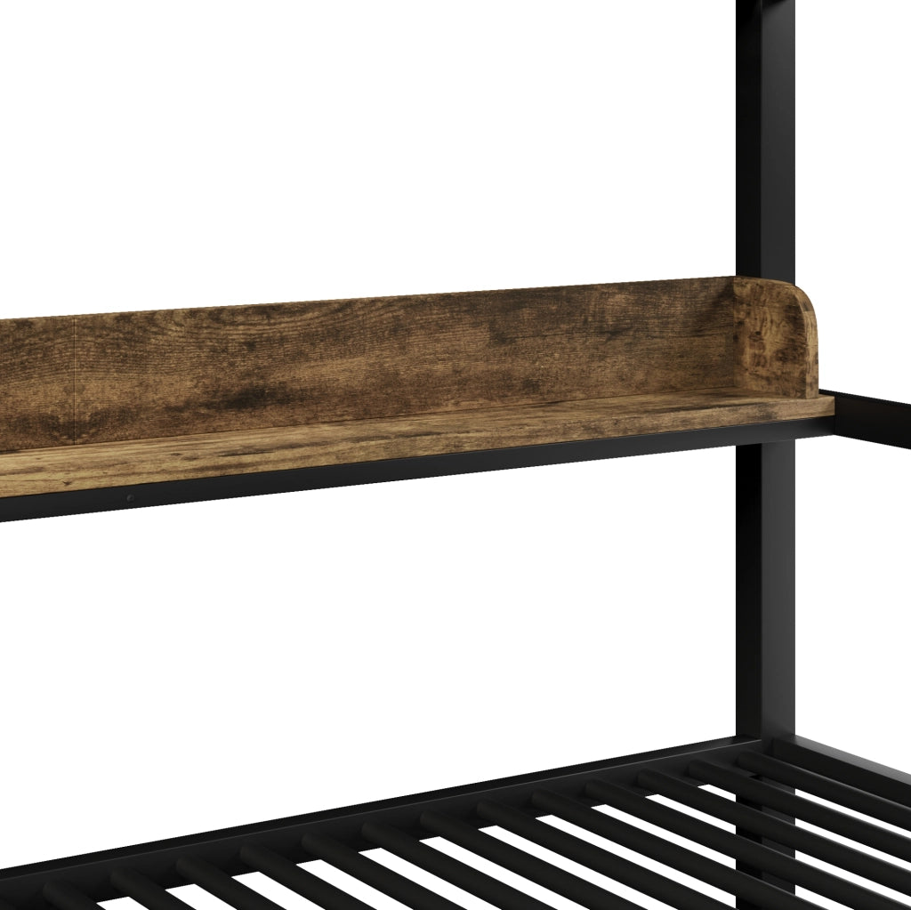 LETTO A CASTELLO 140x200 cm Metallo e MDF Nero con LED e 2 cassetti