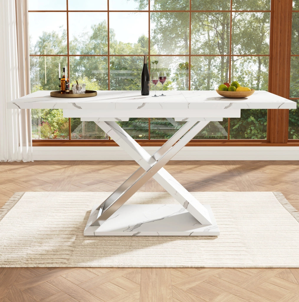 Tavolo da pranzo allungabile bianco 118-157x75 cm in MDF