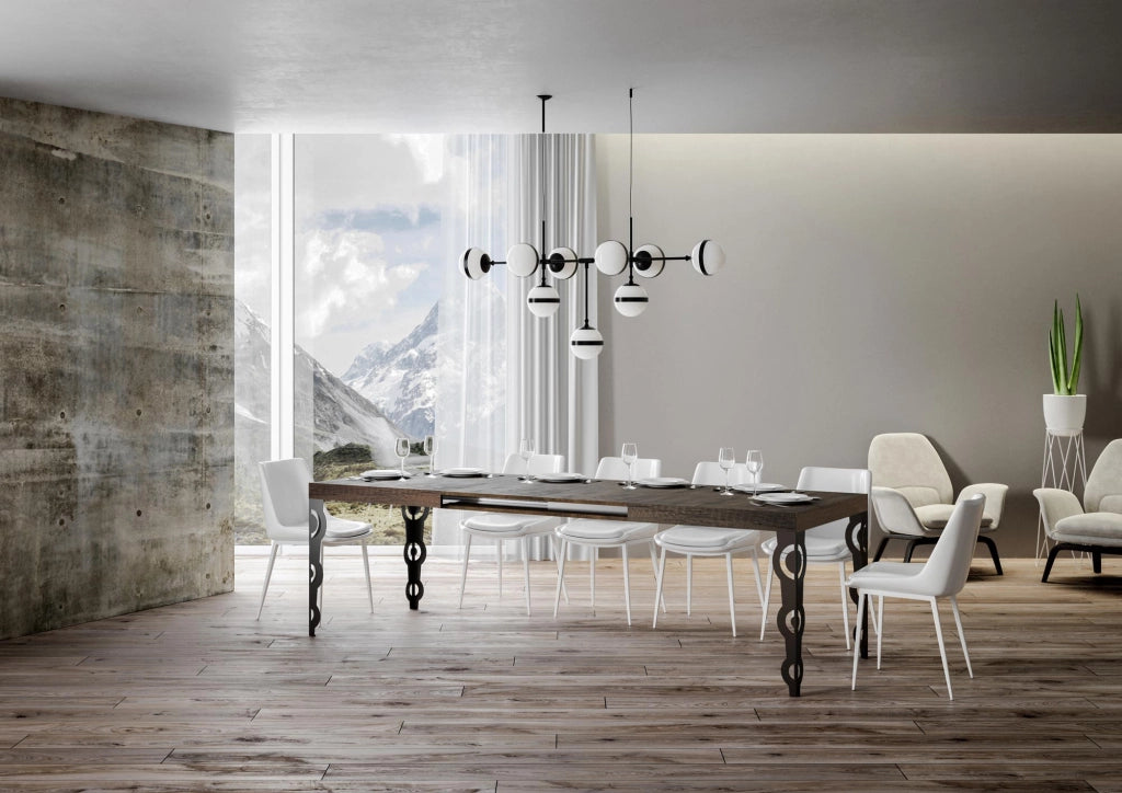 Tavolo Allungabile 200-304x90x77 cm Karamay Noce Telaio Antracite