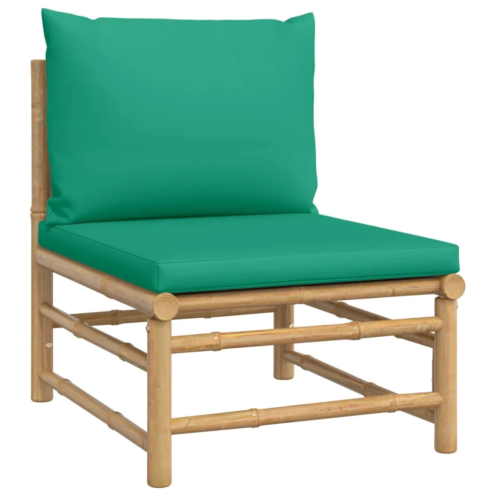 Set Salotto da Giardino 3pz con Cuscini Verdi Bambù 3155151