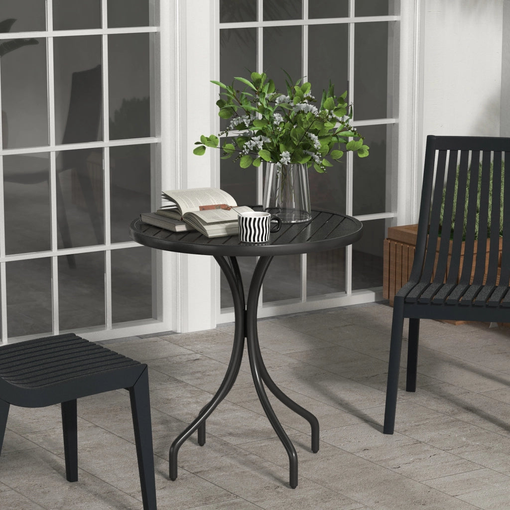 Tavolo da giardino rotondo ¨C zephmum ¨C acciaio, nero, ?66cm