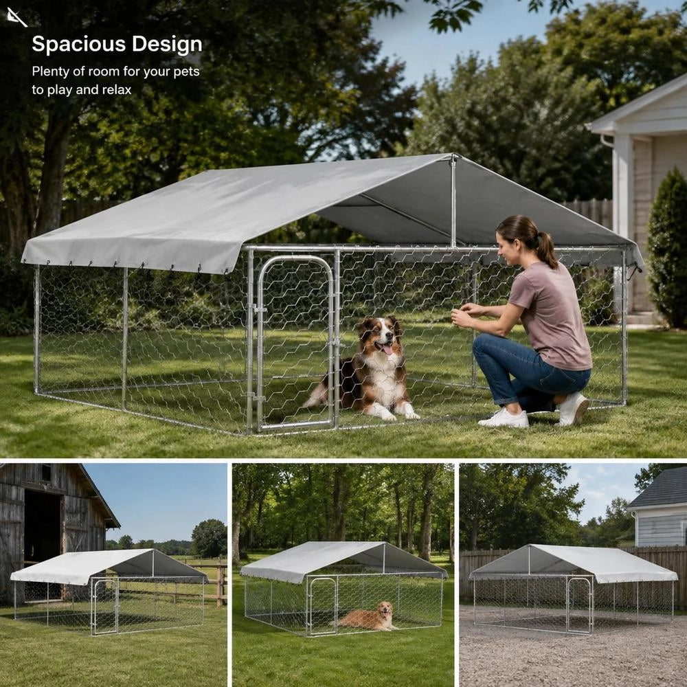 Outdoor Dog Kennel With Roof 300x300x150 Cm