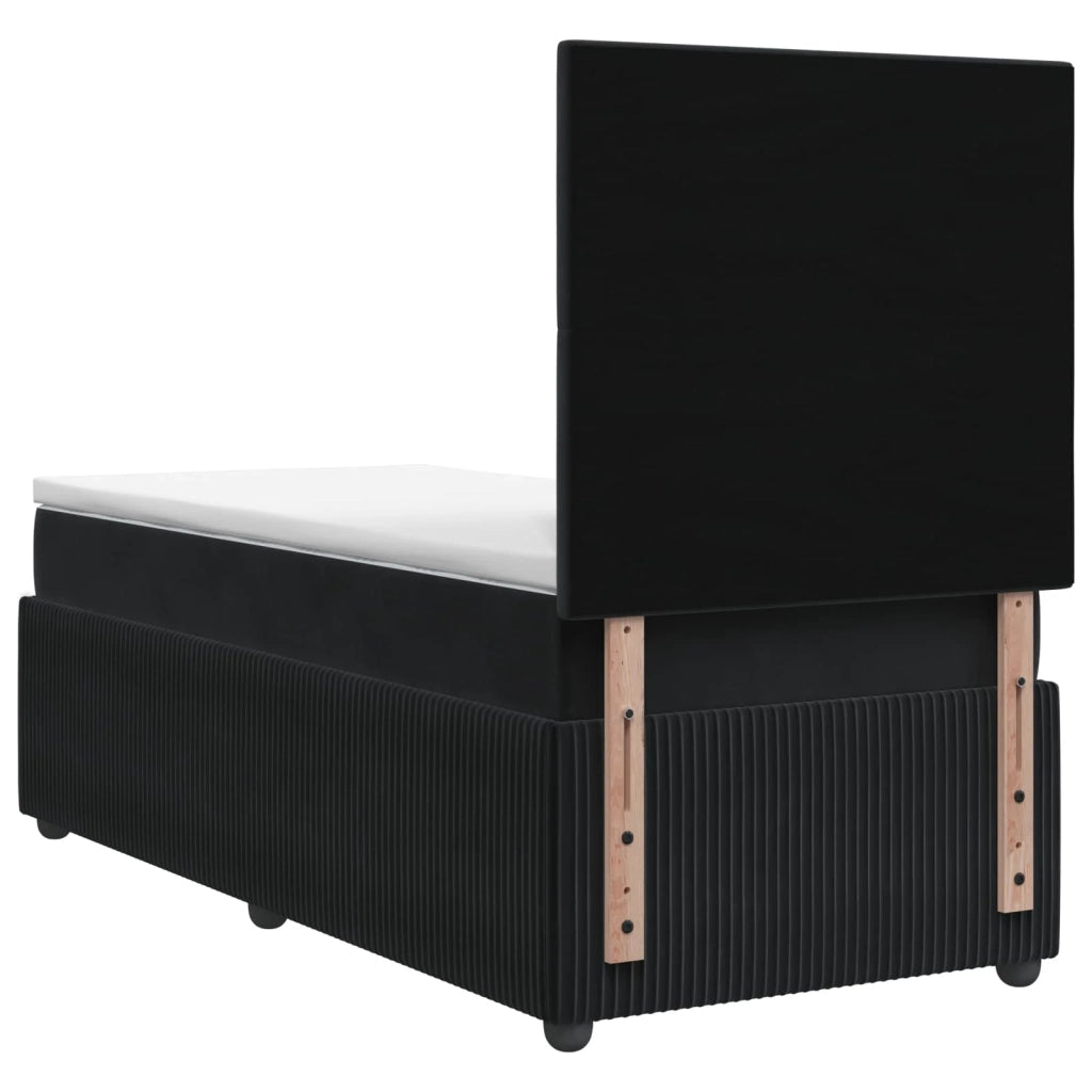 Letto Box Spring LED con Materasso Nero 80 x 200 cm Velluto 3455953