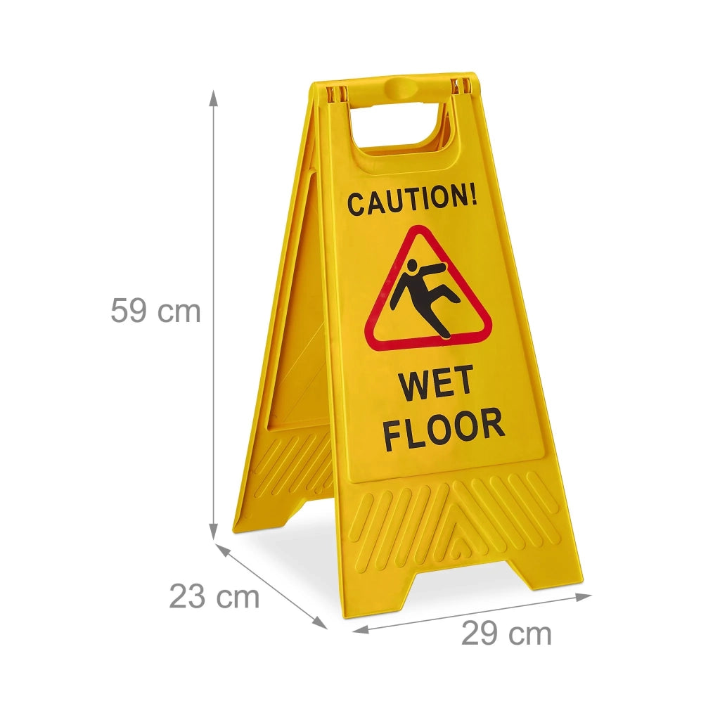 Set di 2 cartelli di segnalazione pieghevoli con indicazione bilaterale 50 x 30 x 30 cm in plastica gialla 13_0013111