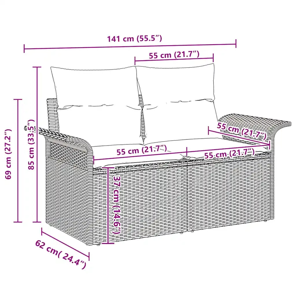 Set di divani con cuscino 5 pz | Set Salotto da Giardino Nero polyrattan