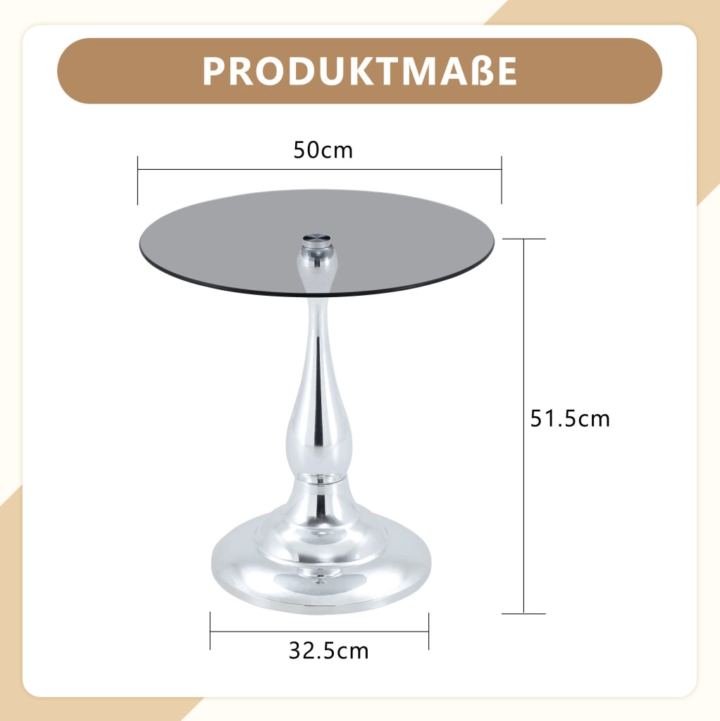 TAVOLINO Rotondo 50 cm Vetro Argento