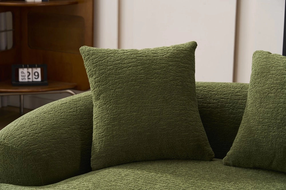 Divano 2 posti con cuscini ¨C Minimal ¨C Verde tessuto imbottito