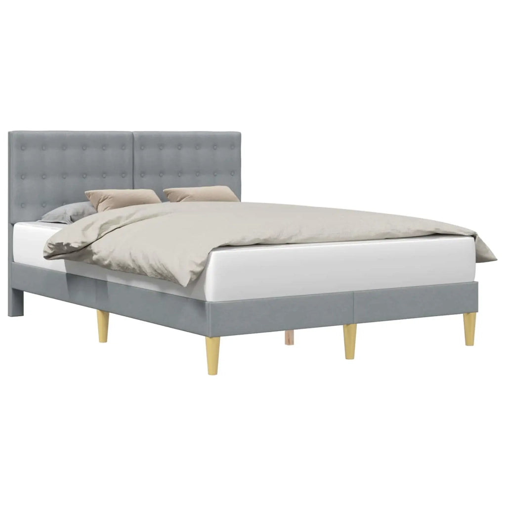 Letto matrimoniale | Letto per adulti | Struttura del letto Grigio Chiaro 140 x 190 cm Tessuto