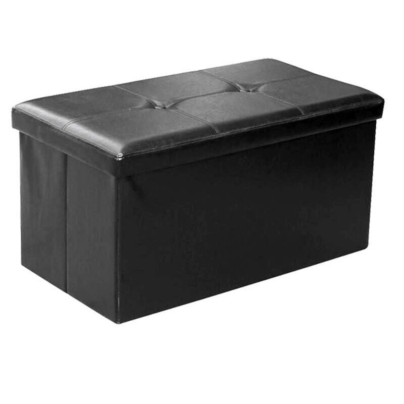 POUF CONTENITORE IMBOTTITO RETTANGOLARE 80X40 CM COLORE NERO