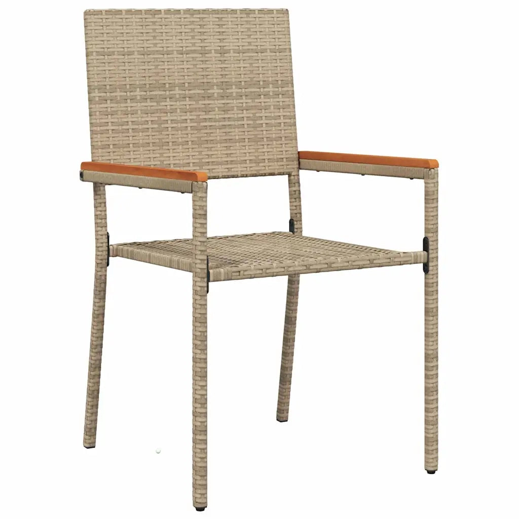 Set da Pranzo per Giardino 7 pcs Beige polyrattan