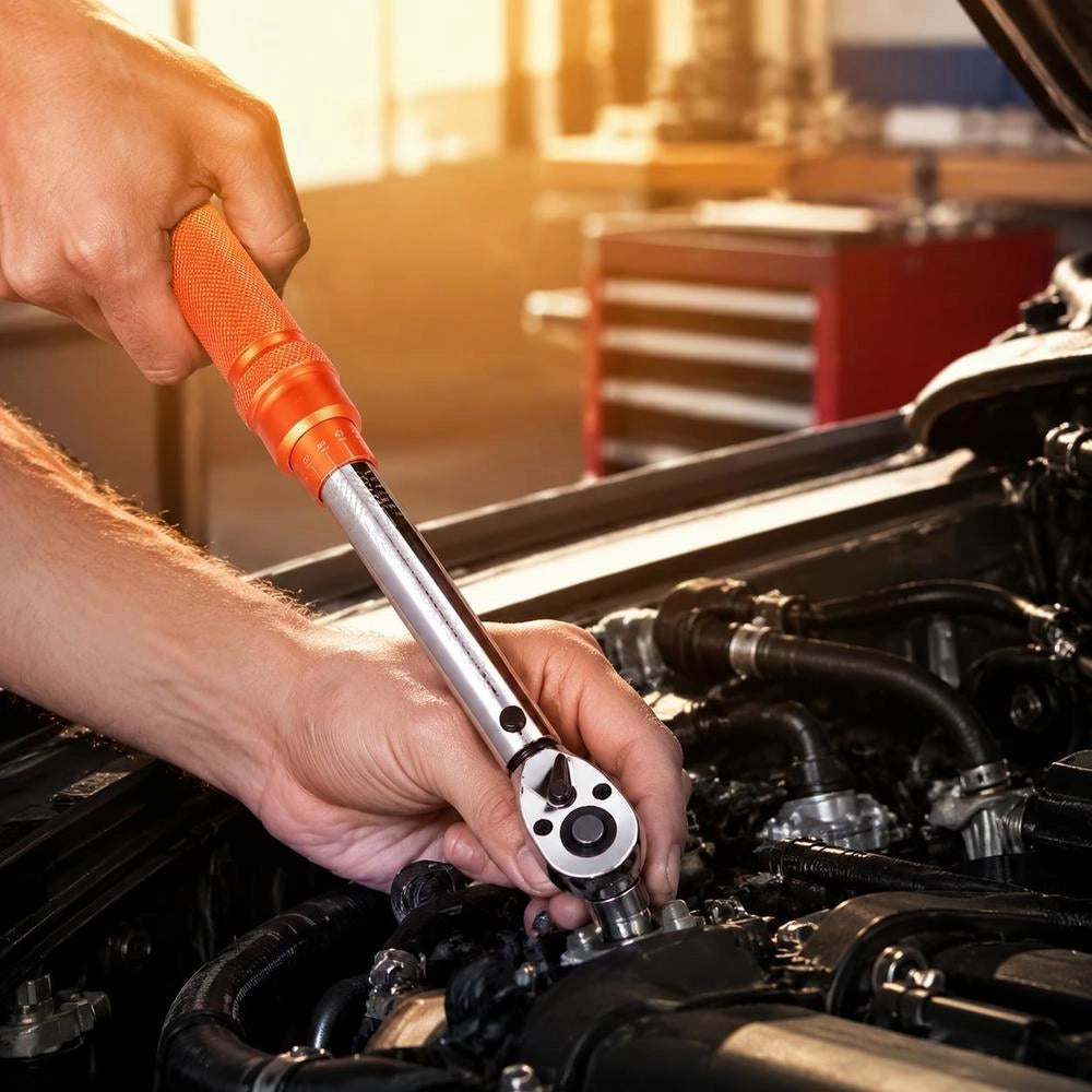Torque Wrench 6.35 Mm, 2.3–23 Nm, Bicycle & Motorcycle Torque Wrench Set, ± 3% Accuracy, 2 Extension Rods 127 & 76.2 Mm, 12.7 Mm-6.35 Mm Adapter, 72-tooth Adjustable Ratchet Head