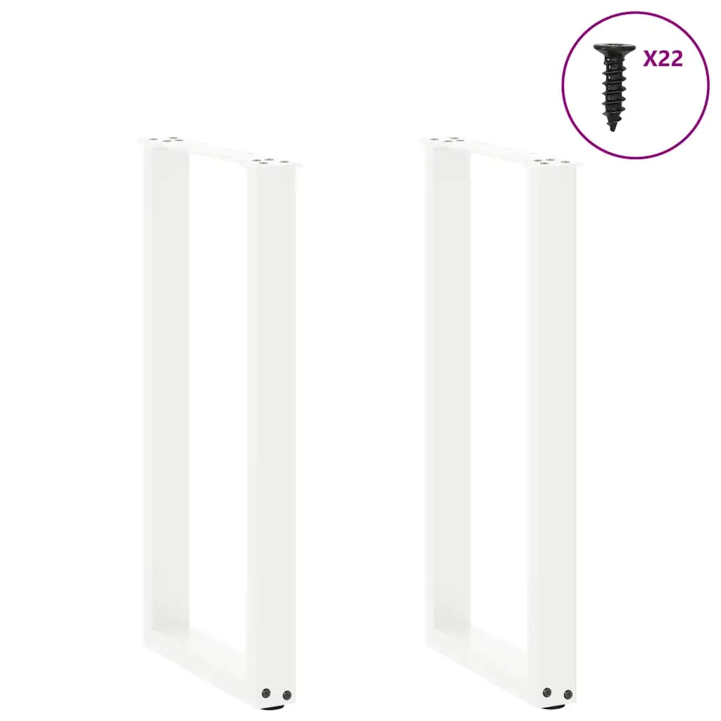 Pieds de table console en U, 2 pièces, blanc, 38 x (72-73) cm, acier