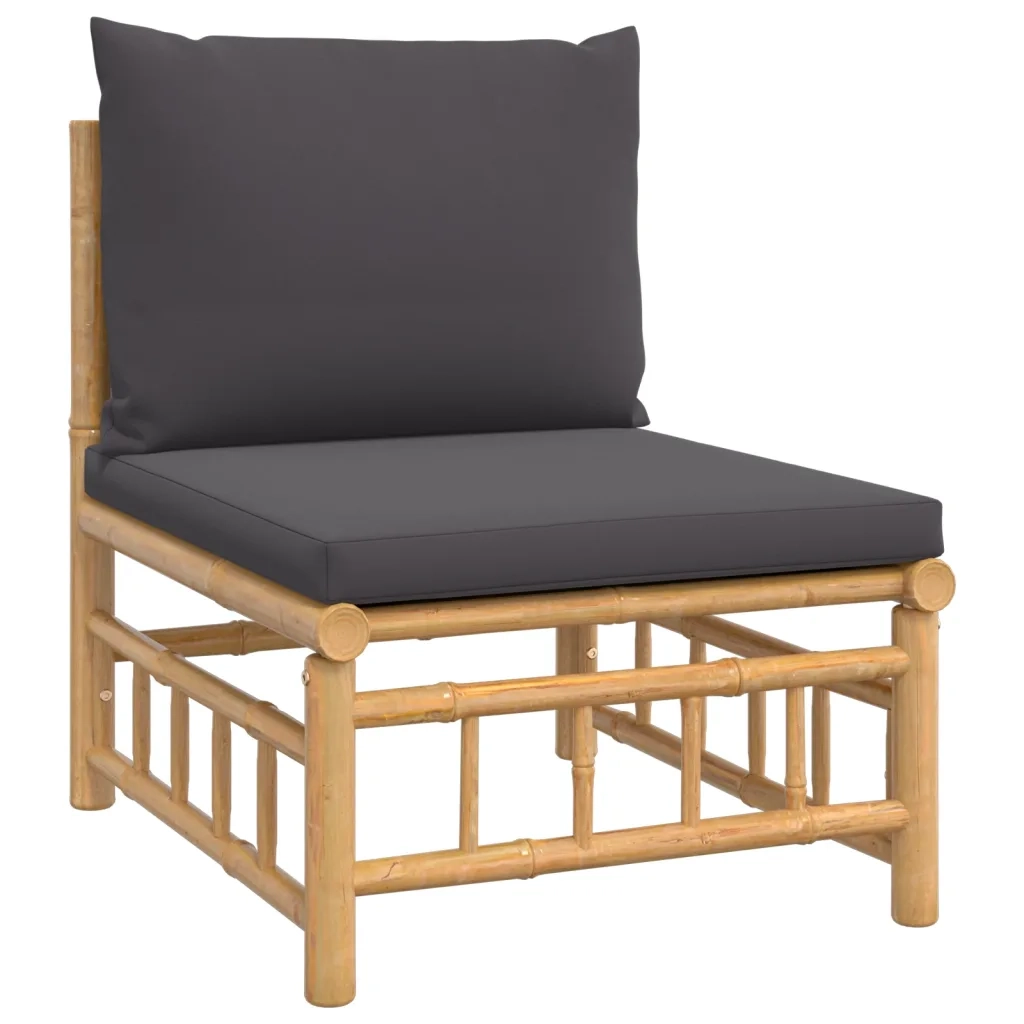 Set Salotto da Giardino 7pz con Cuscini Grigio Scuro Bambù 3155213