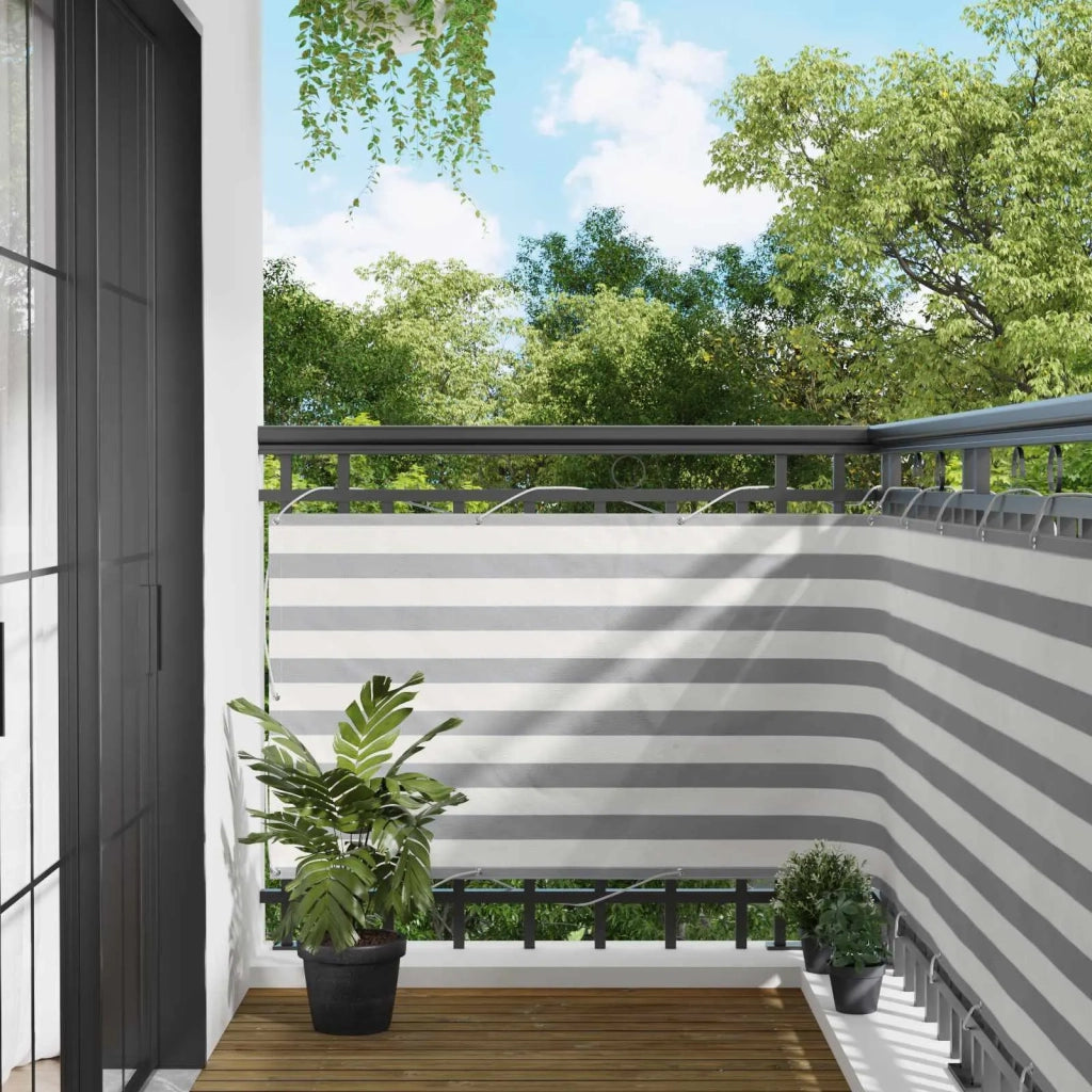 Schermo da balcone | Paravento da Balcone Grigio chiaro e bianco 90 x 400 cm