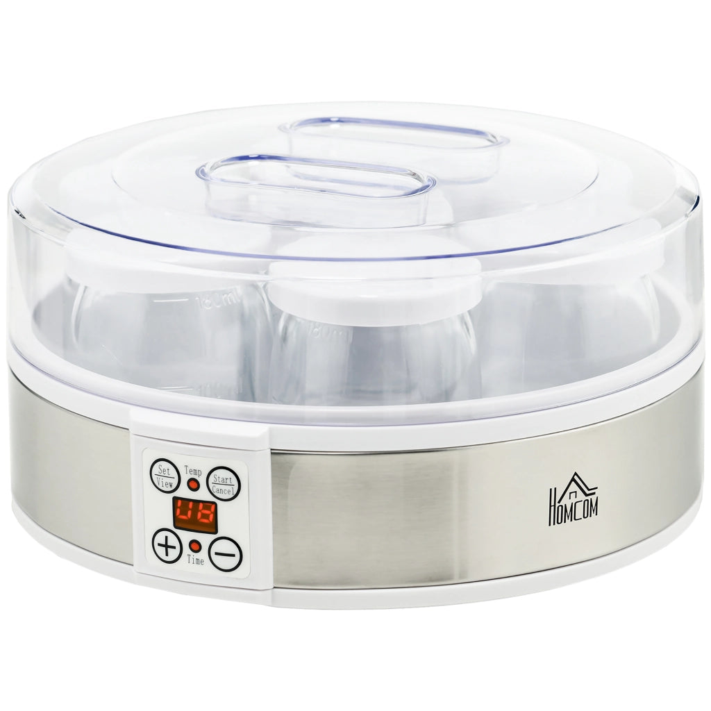 Yogurtiera ¨C Minimal ¨C Acciaio inossidabile 24x24x13 cm Argento e Bianco