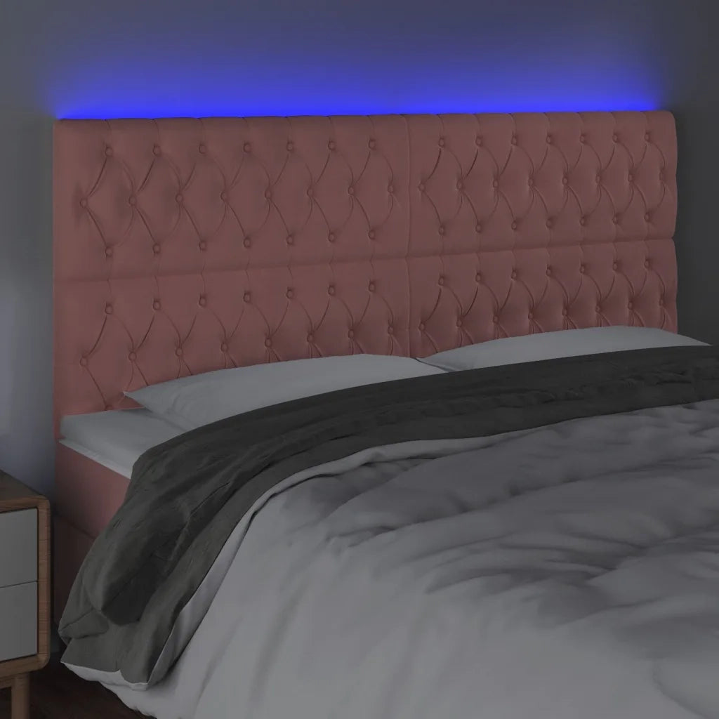 Testiera | Testata a LED rosa 200x7x118/128 cm in Velluto
